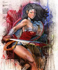 Untitled (David Finch's Wonder Woman)Acrylic painting for sale – Image 1