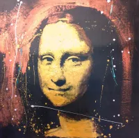 🔴SOLD*Mona Lisa Portrait Study in Gold, Copper and Silver iv – Image 1