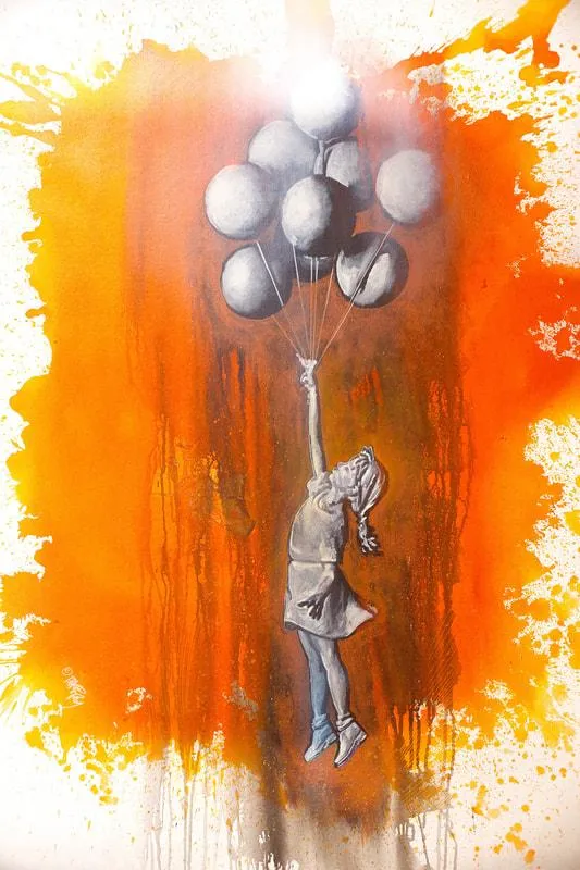 Untitled ( Banksy's balloon Girl in Orange Red )