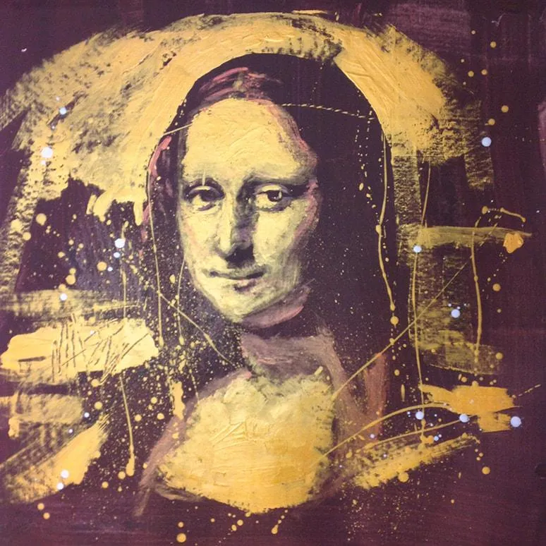 🔴SOLD*Mona Lisa Portrait Study in Gold, Copper Silver 5