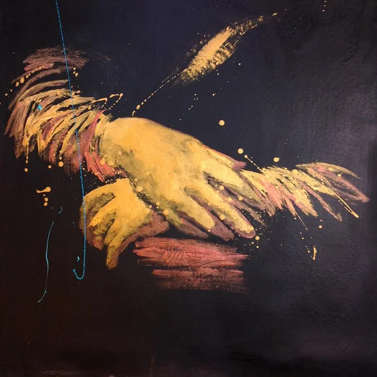 Mona Lisa hands Study in Gold, Copper and Silver painting for sale