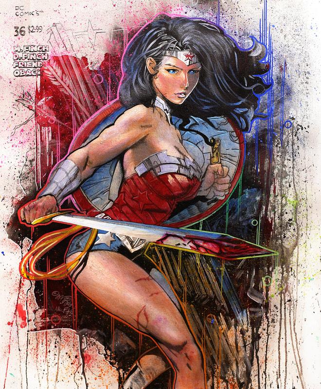 Untitled (David Finch's Wonder Woman)Acrylic painting for sale