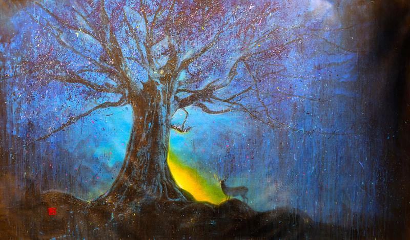 🔴SOLD*Blue Evening and a Deer